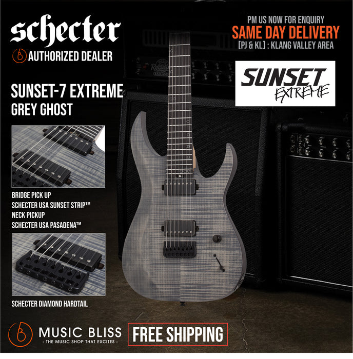 Schecter Sunset-7 Extreme 7-string Baritone Electric Guitar - Grey Ghost - Music Bliss Malaysia