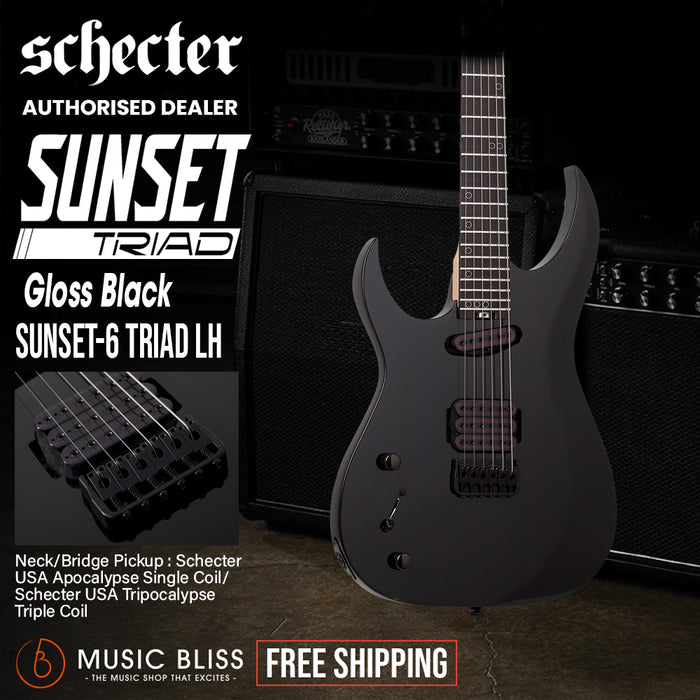 Schecter Sunset-6 Triad Left-Handed Electric Guitar - Gloss Black