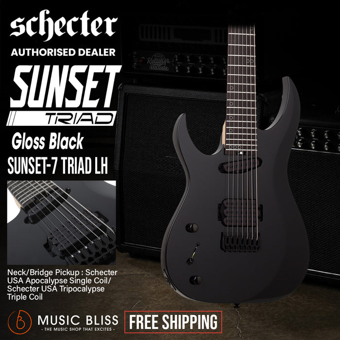 Schecter Sunset-7 Triad Left-Handed Electric Guitar - Gloss Black