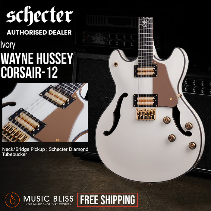 Schecter Wayne Hussey Corsair-12 Electric Guitar - Ivory