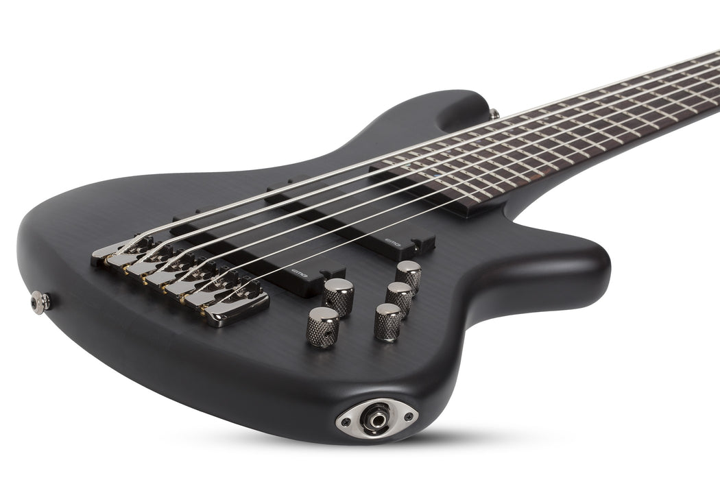 Schecter Stiletto Studio-6 6-String Electric Bass Guitar - See-Thru Black Satin [MIK] - Music Bliss Malaysia