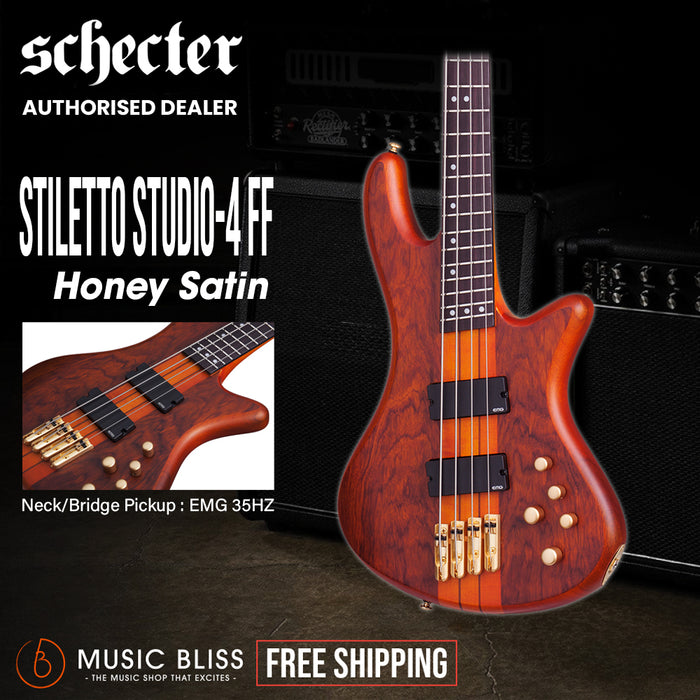 Schecter Stiletto Studio-4 FF Electric Bass Guitar - Honey Satin