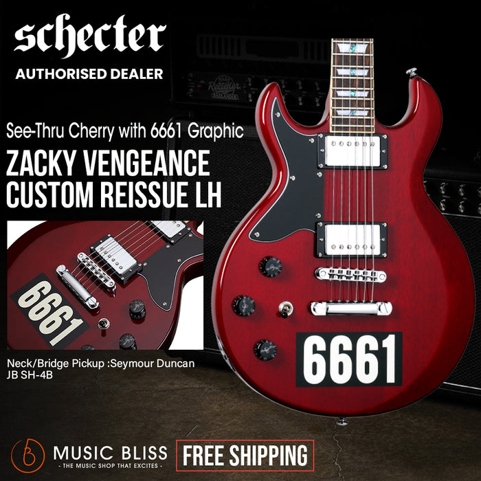 Schecter ZV Custom Reissue Left-Handed Electric Guitar - See-Thru Cherry with 6661 Graphic