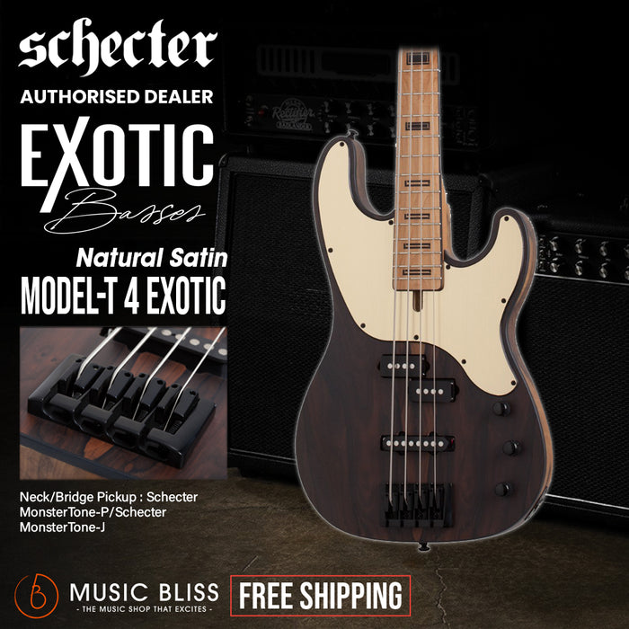 Schecter Model-T 4 Exotic Electric Bass Guitar - Ziricote