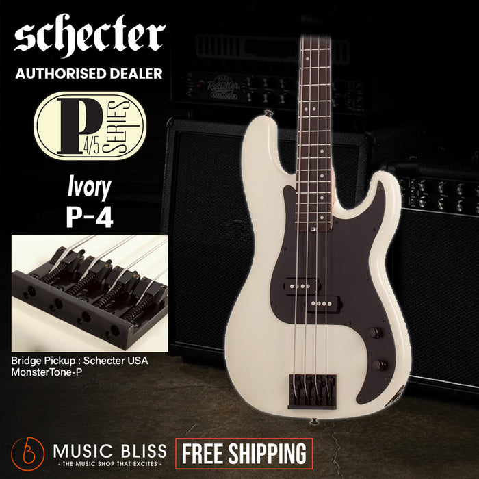 Schecter P-4 Electric Bass Guitar - Ivory