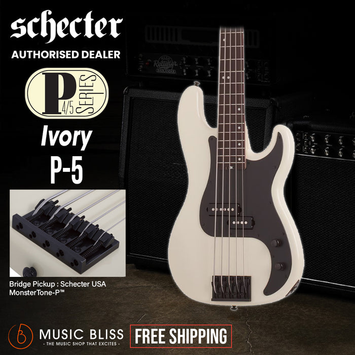 Schecter P-5 Electric Bass Guitar - Ivory