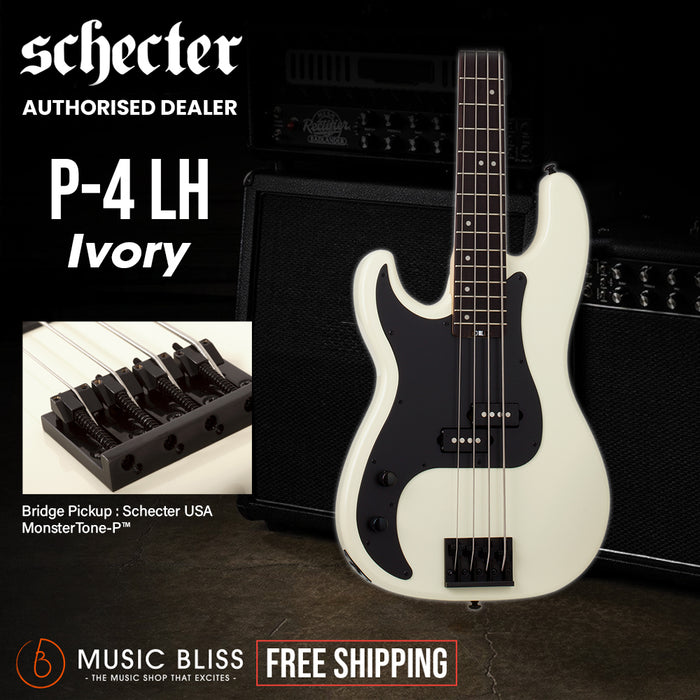 Schecter P-4  Left-Handed Electric Bass Guitar - Ivory