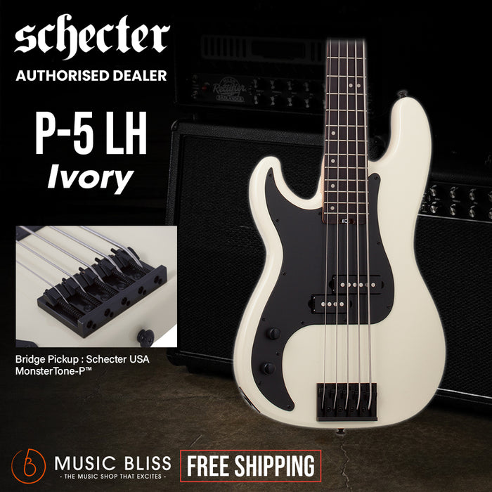 Schecter P-5  Left-Handed Electric Bass Guitar - Ivory