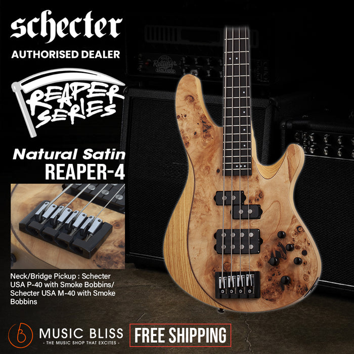 Schecter Reaper-4 Electric Bass Guitar - Natural Satin