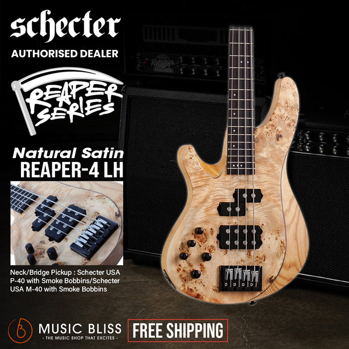 Schecter Reaper-4 Left-Handed Electric Bass Guitar - Natural Satin