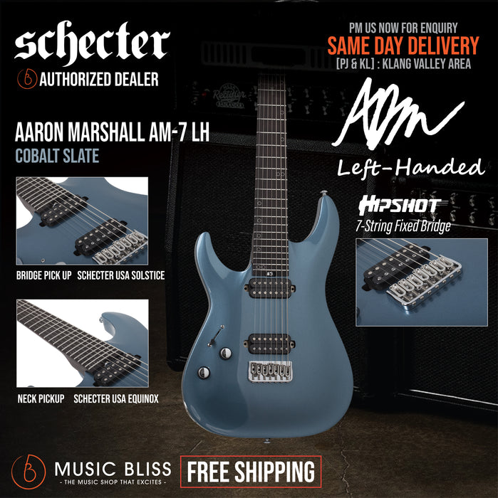 Schecter Aaron Marshall AM-7 7-string Left-Handed Electric Guitar - Cobalt Slate - Music Bliss Malaysia