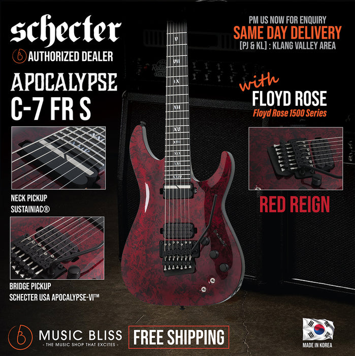 Schecter C-7 FR-S Apocalypse 7-string Electric Guitar - Red Reign [MIK] - Music Bliss Malaysia