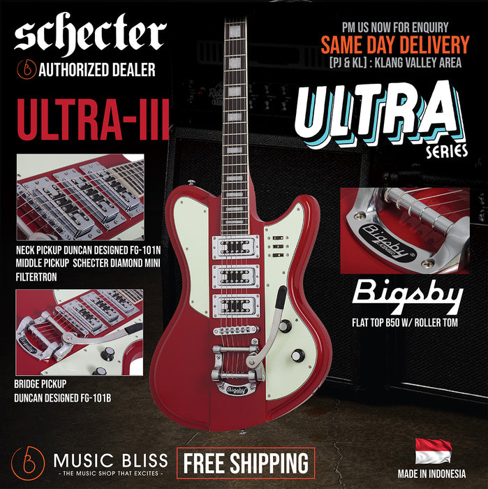 Schecter Ultra III - Vintage Red [MIK] - Music Bliss Malaysia