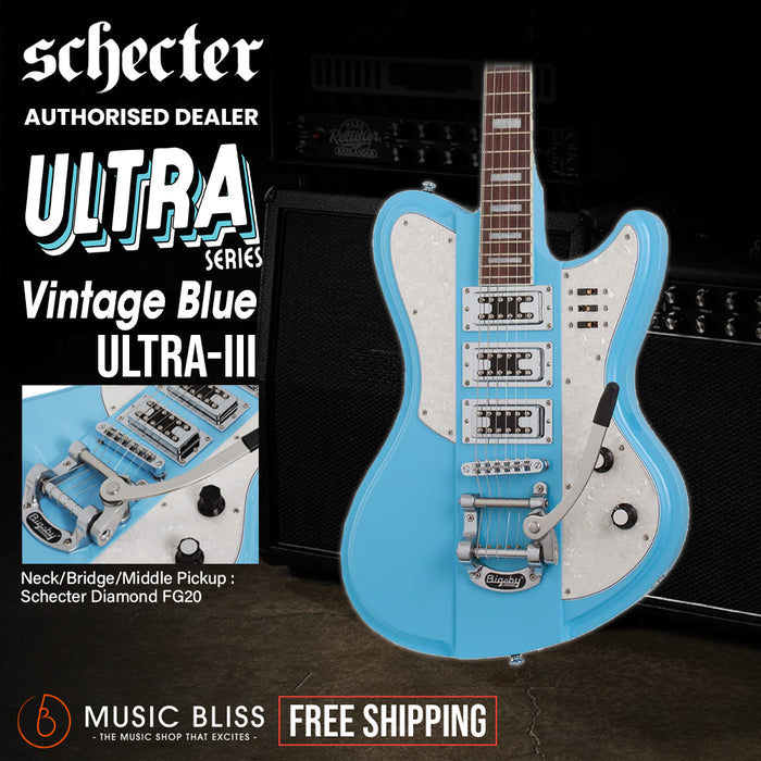 Schecter Ultra III Electric Guitar - Vintage Blue