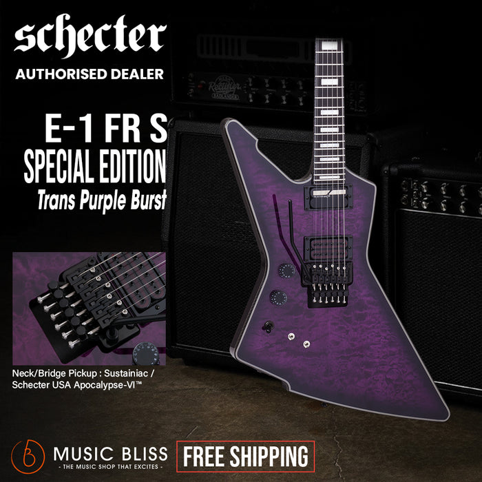 Schecter E-1 FR-S  Left-Handed Electric Guitar - Trans Purple Burst