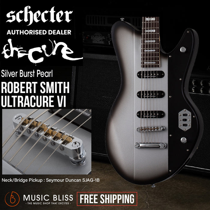 Schecter Robert Smith Ultracure VI 2020 Electric Guitar - Silver Burst Pearl