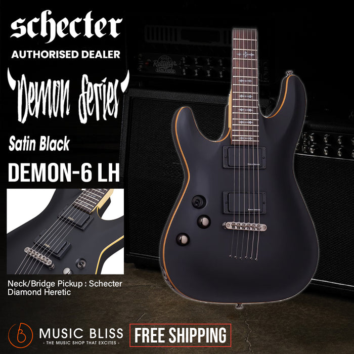 Schecter Demon-6 Left-Handed Electric Guitar - Aged Black Satin
