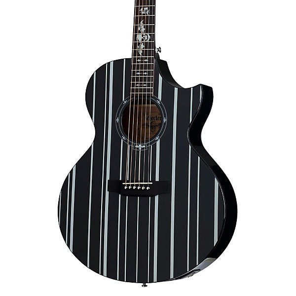 Schecter Synyster Gates SYN AC-GA SC Acoustic-electric Guitar - Gloss Black with Silver Pinstripes