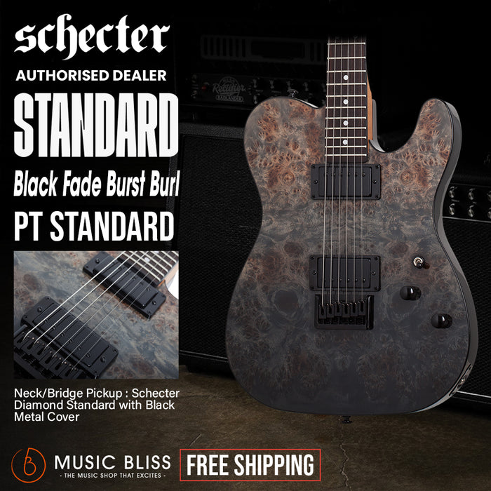 Schecter PT Standard Electric Guitar - Black Fade Burst Burl