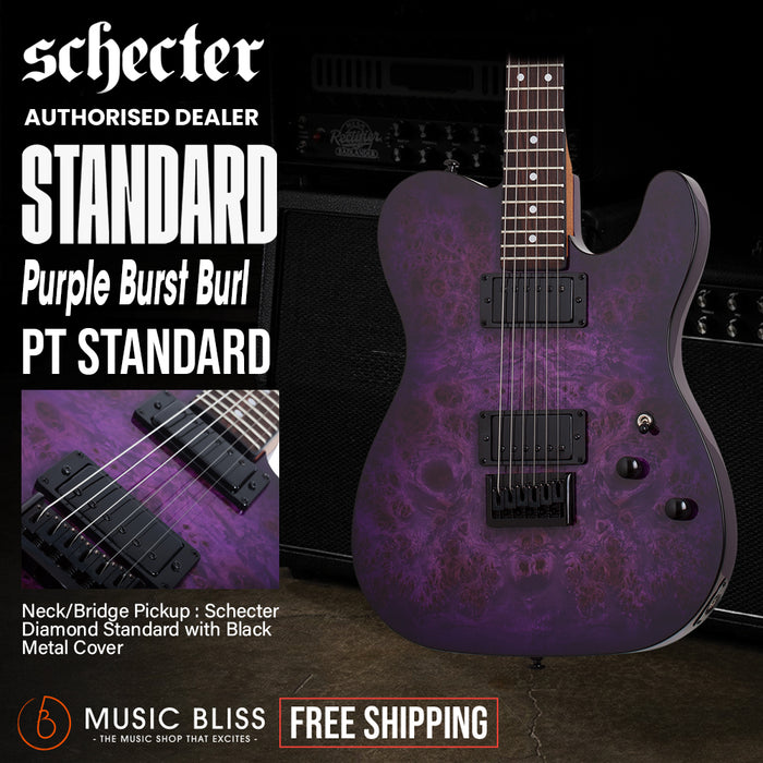 Schecter PT Standard Electric Guitar - Purple Burst Burl