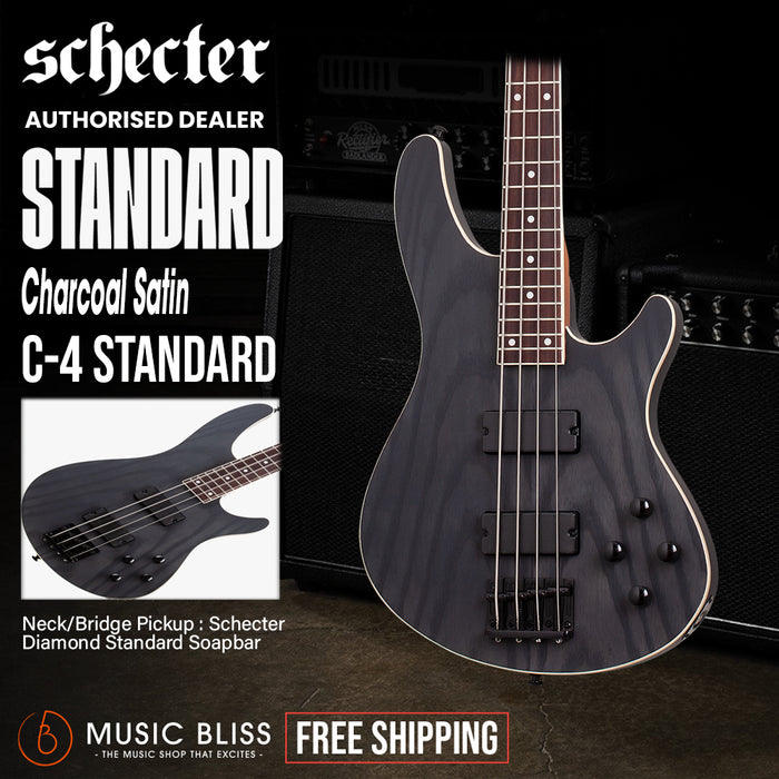 Schecter C-4 Standard Electric Bass Guitar - Charcoal Satin
