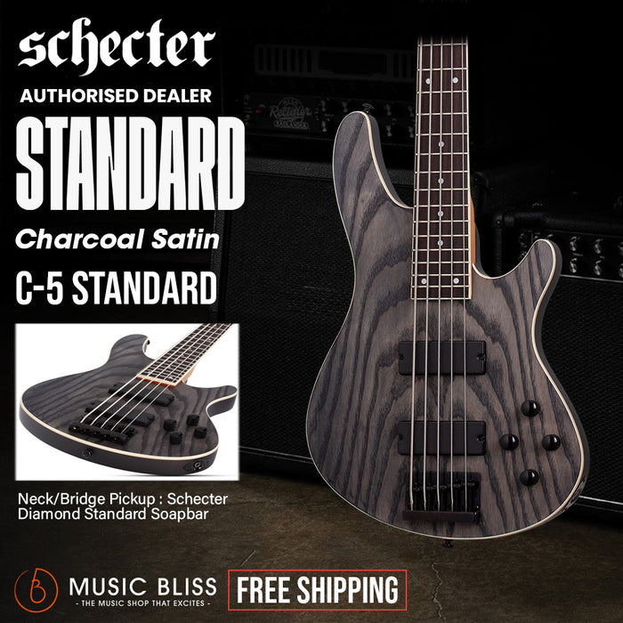 Schecter C-5 Standard Electric Bass Guitar - Charcoal Satin