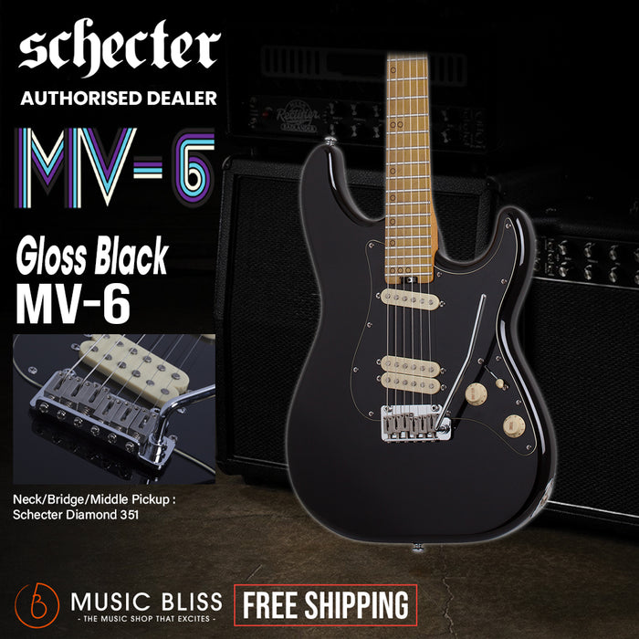 Schecter MV-6 Electric Guitar - Gloss Black