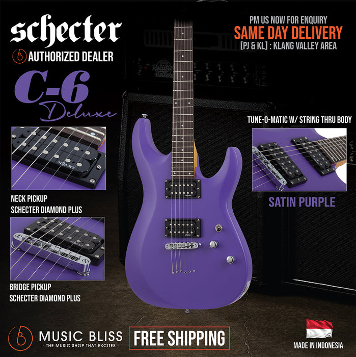 Schecter C-6 Deluxe - Satin Purple [MII] - Music Bliss Malaysia