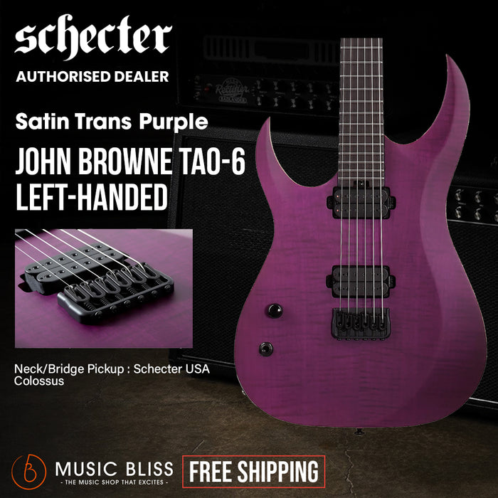 Schecter John Browne Tao-6 Left-Handed Electric Guitar - Satin Trans Purple