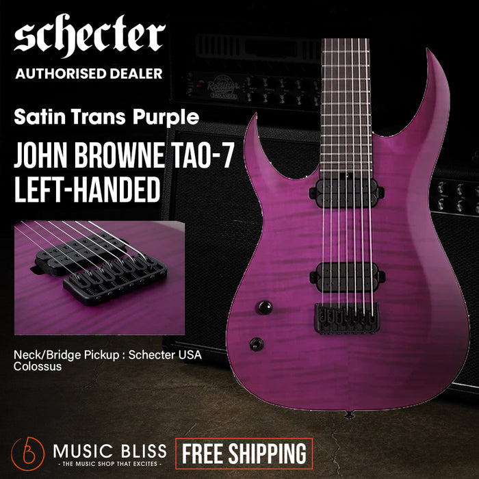 Schecter John Browne Tao-7 Left-Handed Electric Guitar - Satin Trans Purple