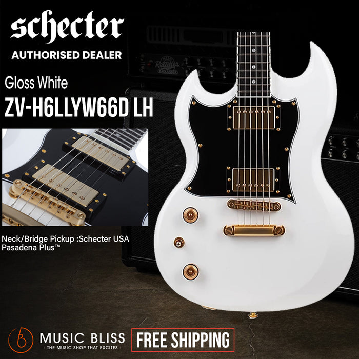 Schecter ZV-H6LLYW66D Left-Handed Electric Guitar - Gloss White
