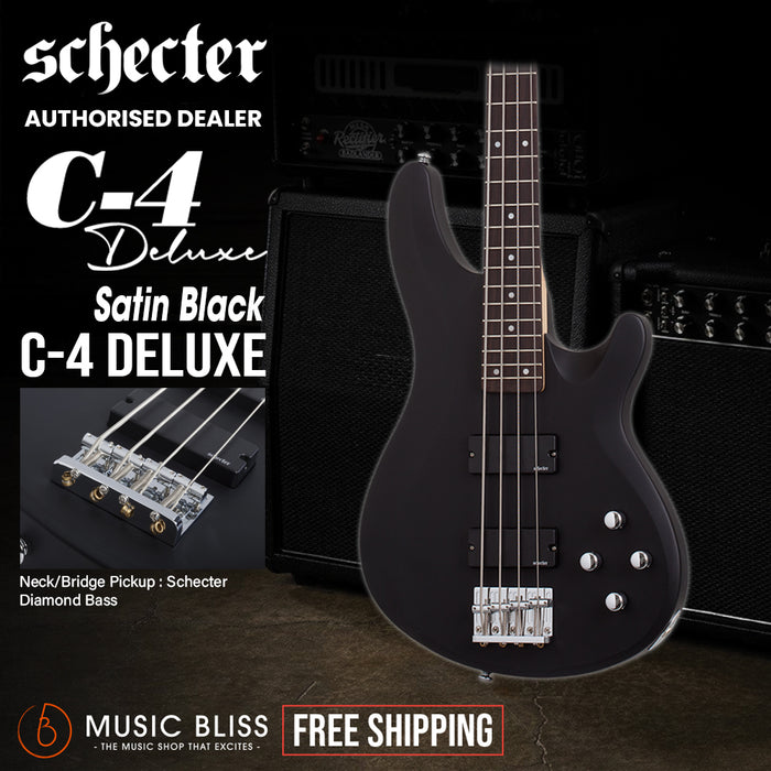 Schecter C-4 Deluxe Electric Bass Guitar - Satin Black
