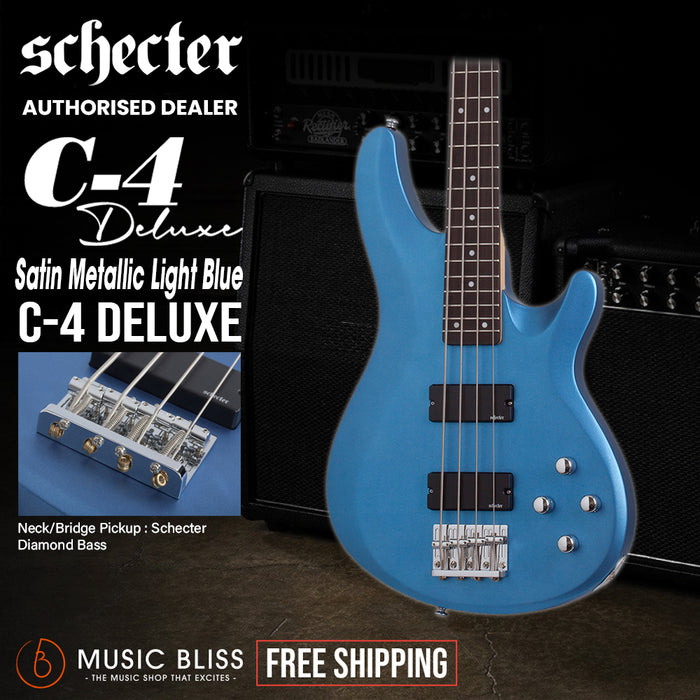 Schecter C-4 Deluxe Electric Bass Guitar - Satin Metallic Light Blue