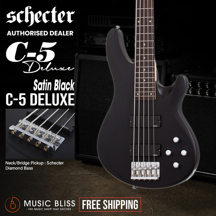 Schecter C-5 Deluxe Electric Bass Guitar - Satin Black
