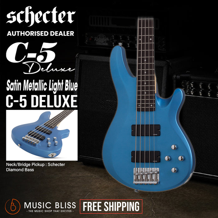 Schecter C-5 Deluxe Electric Bass Guitar - Satin Metallic Light Blue