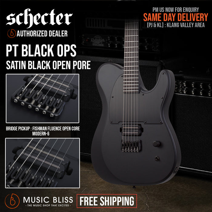 Schecter PT Black Ops Electric Guitar - Black - Music Bliss Malaysia