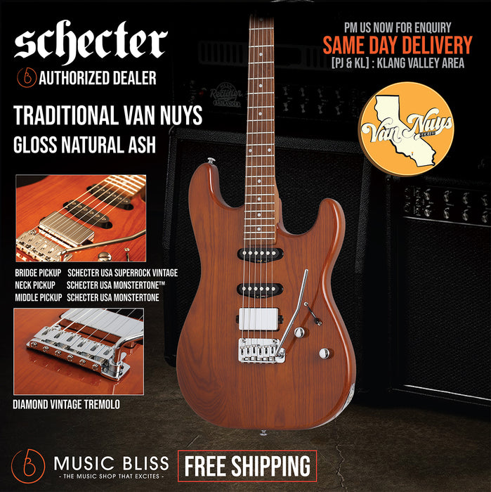 Schecter Traditional Van Nuys - Gloss Natural Ash - Music Bliss Malaysia
