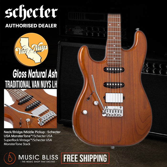 Schecter Traditional Van Nuys Left-Handed Electric Guitar - Gloss Natural Ash