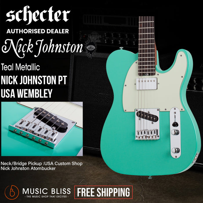 Schecter Nick Johnston PT-USA "Wembley" Electric Guitar - Teal Metallic