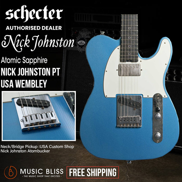 Schecter Nick Johnston PT-USA "Wembley" Electric Guitar - Atomic Sapphire