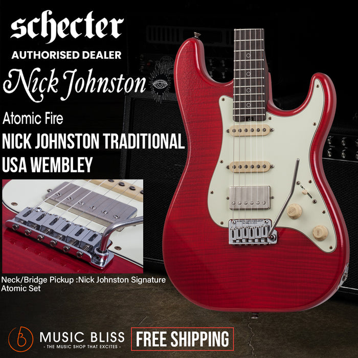 Schecter Nick Johnston Trad-USA "Wembley" HSS Electric Guitar - Atomic Fire