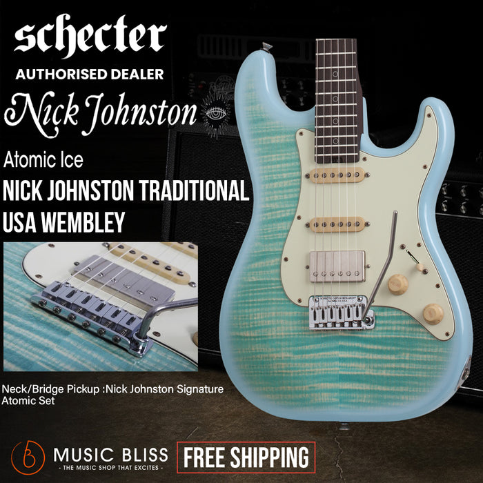 Schecter Nick Johnston Trad-USA "Wembley" HSS Electric Guitar - Atomic Ice
