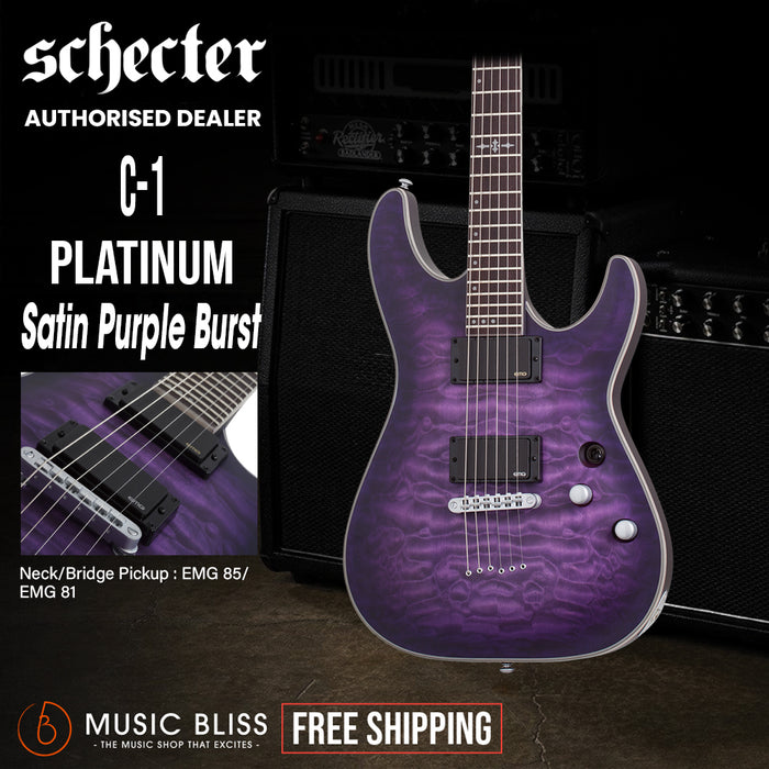 Schecter C-1 Platinum Electric Guitar - Satin Purple Burst