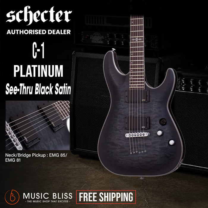 Schecter C-1 Platinum Electric Guitar - See-Thru Black Satin