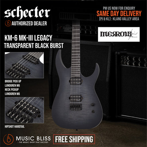 Schecter Keith Merrow KM-6 MK-III Legacy Electric Guitar - Transparent Black Burst - Music Bliss Malaysia