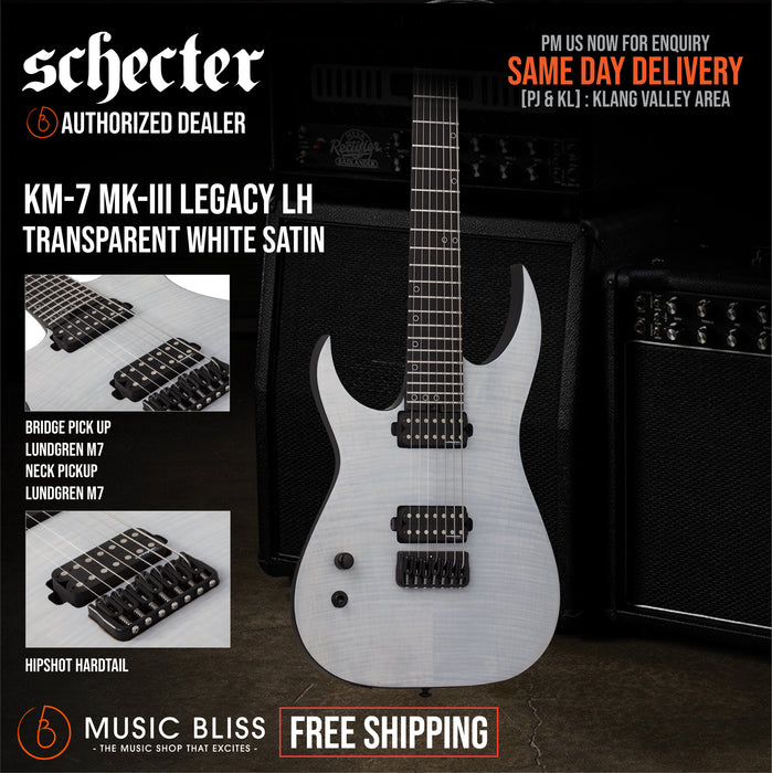 Schecter Keith Merrow KM-7 MK-III Legacy 7-string Left-Handed Electric Guitar - Transparent White Satin - Music Bliss Malaysia