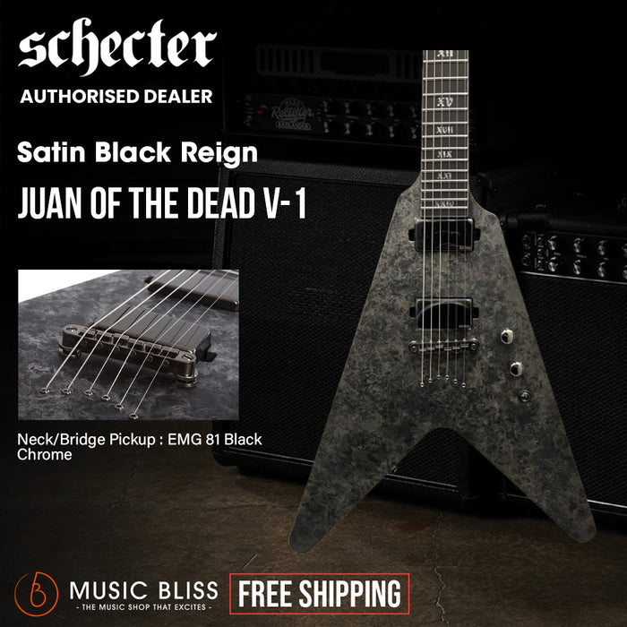 Schecter Juan Of The Dead V-1 Electric Guitar - Satin Black Reign