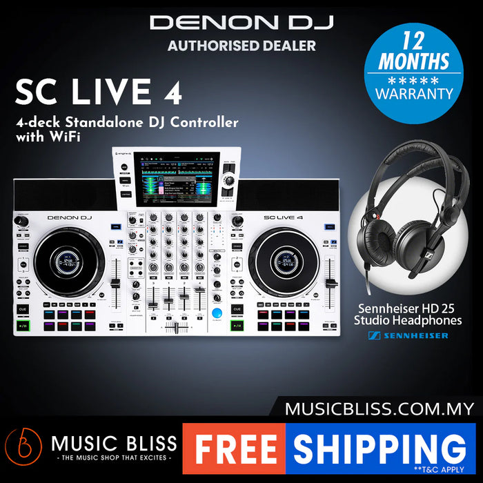 Denon DJ SC Live 4 Standalone DJ Controller - White