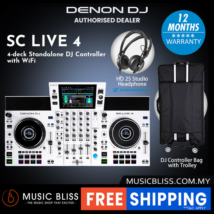 Denon DJ SC Live 4 Standalone DJ Controller - White