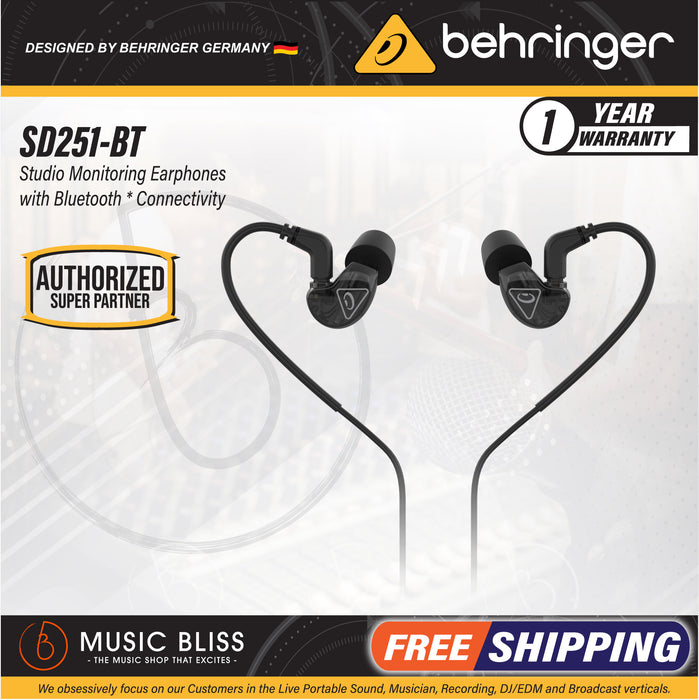 Behringer Behringer SD251-BT Studio Monitoring Earphones - Black - Music Bliss Malaysia